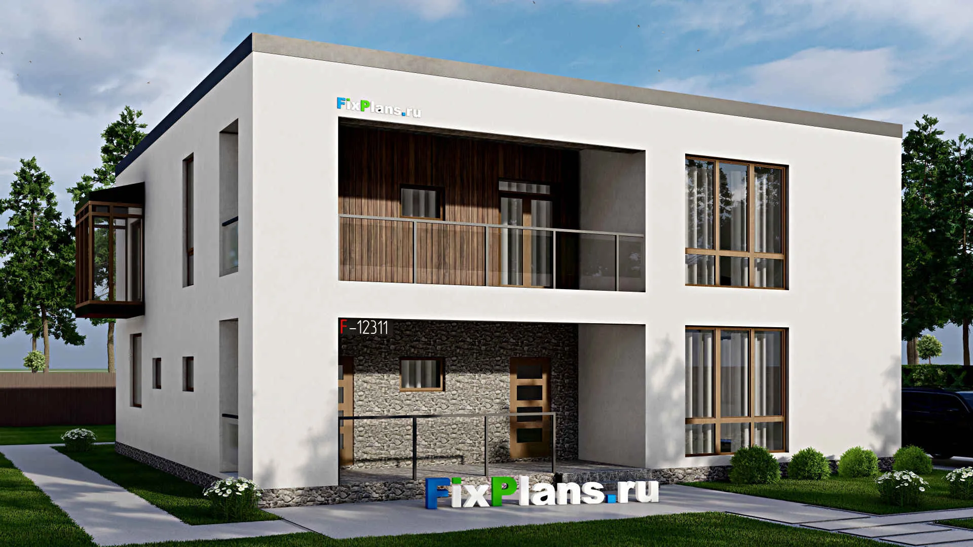 F-12311 - Проект двухэтажного дома 14 на 15, площадью 290 м² с 3 спальнями