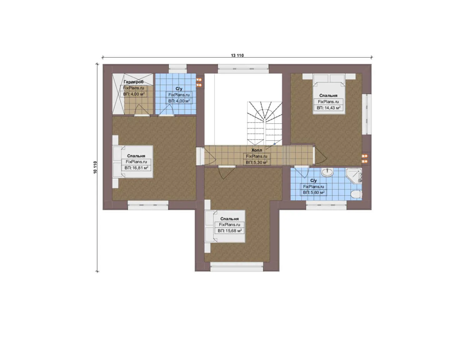 F-17360 - Планы двухэтажного дома 12 на 14, площадью 160 м² с 3 спальнями
