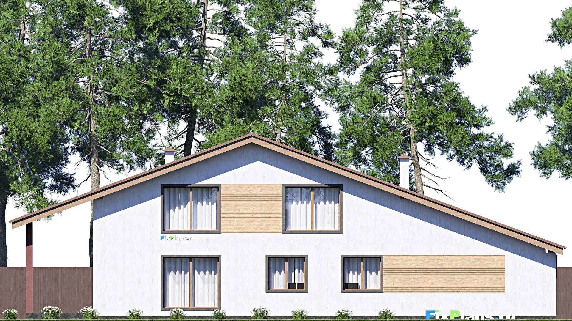 F-17432 - Планы дома с мансардой 15 на 24, площадью 310 м² с террасой и 3 спальнями