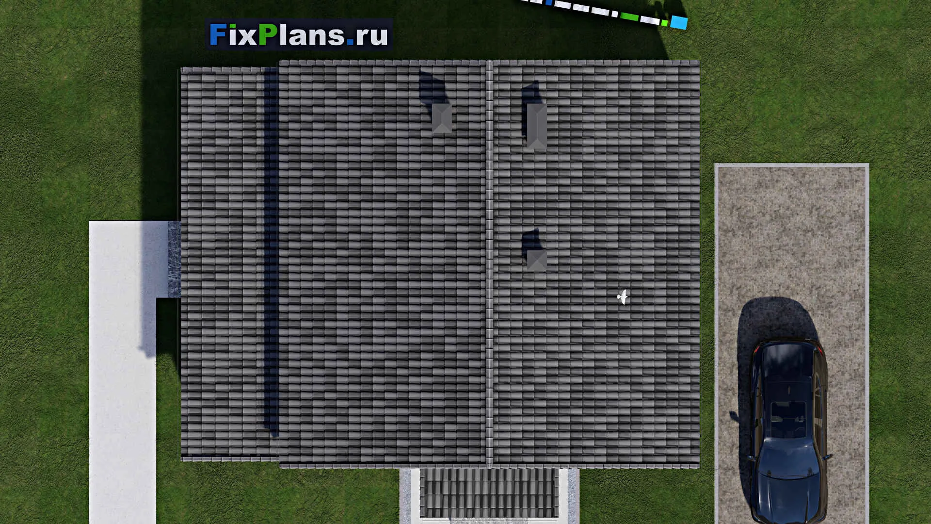 F-1709 - Проект дома с мансардой 10 на 10, площадью 150 м² с террасой и 4 спальнями