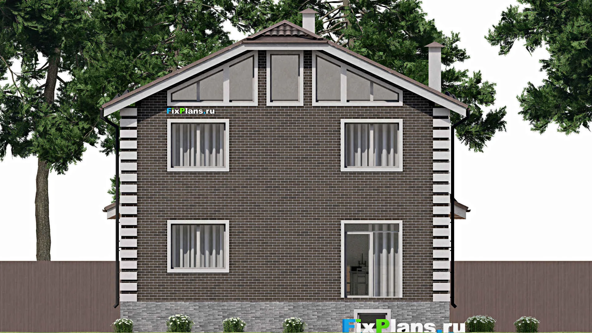 F-5660 - Планы двухэтажного дома 11 на 16, площадью 200 м² с гаражом на 1 машину и 4 спальнями