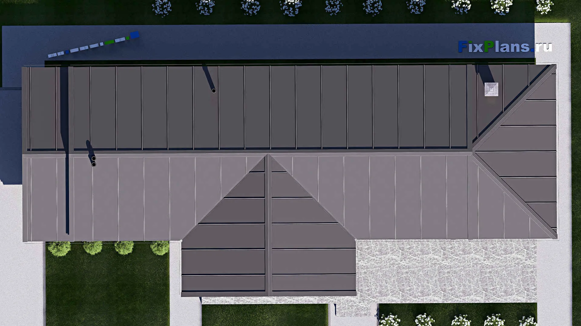 F-19754 - Проект одноэтажного дома 10 на 22, площадью 150 м² с террасой, баней и 1 спальнями