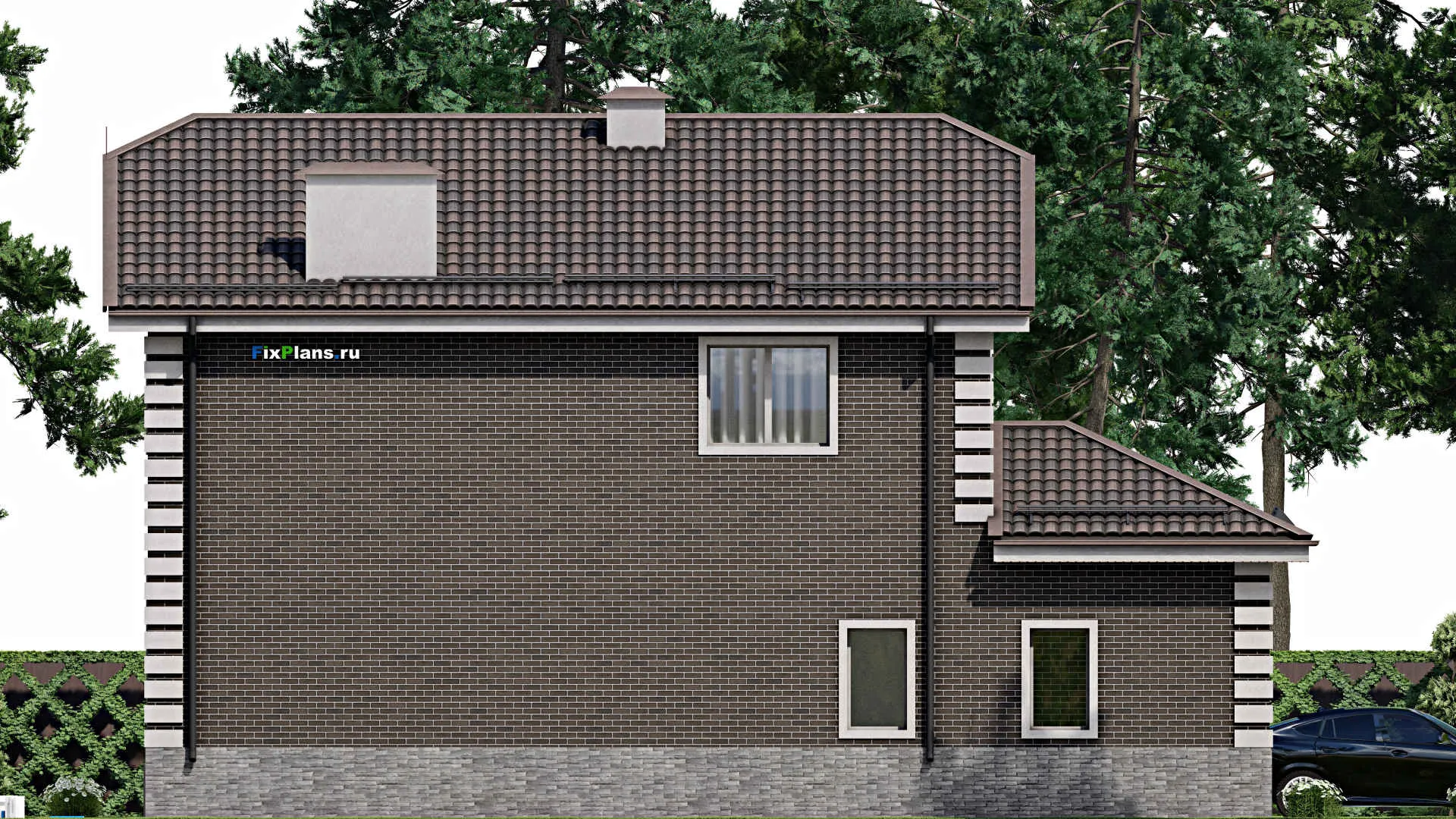 F-5660 - Планы двухэтажного дома 11 на 16, площадью 200 м² с гаражом на 1 машину и 4 спальнями