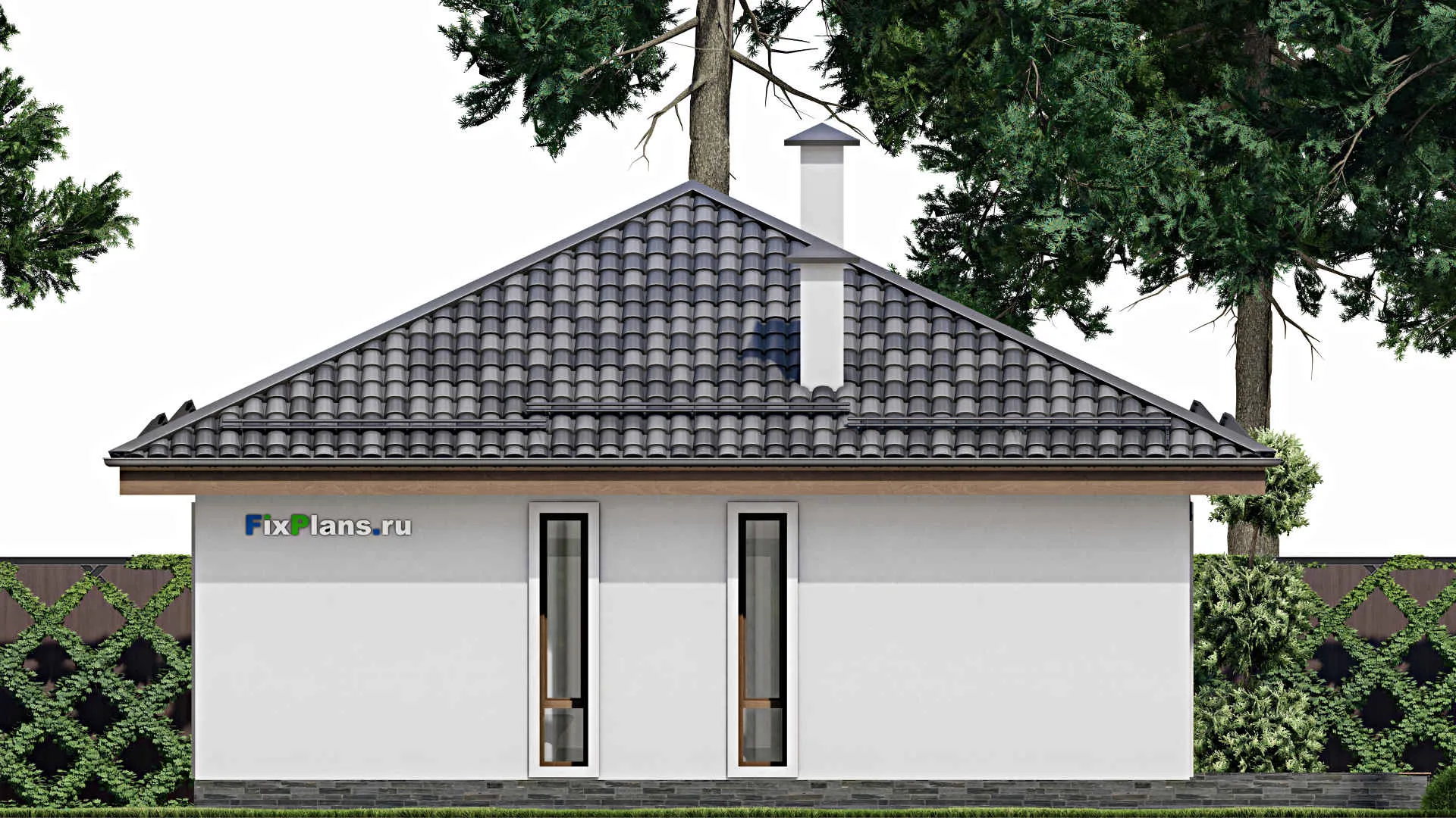 F-10952 - План одноэтажного дома 12 на 16, площадью 140 м² с террасой и 3 спальнями