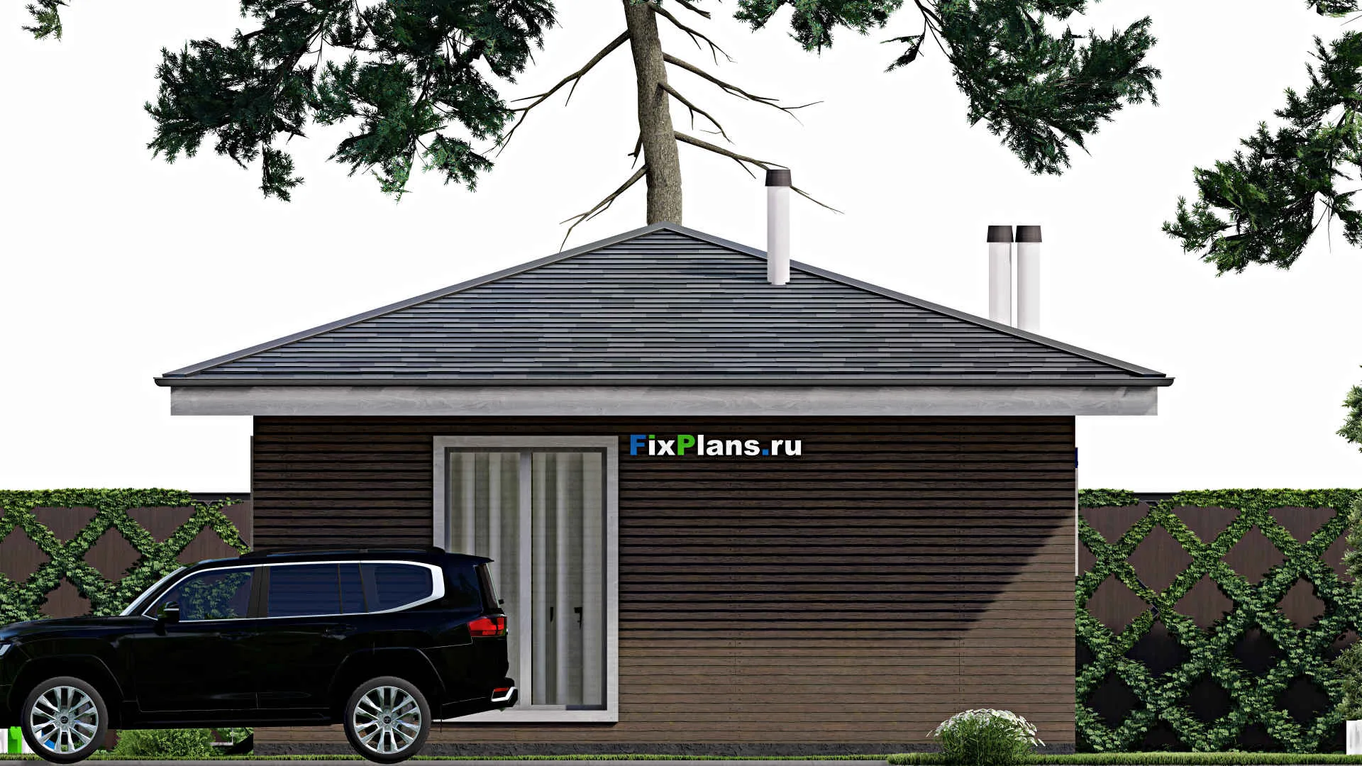 F-12401 - Проект бани 8 на 13, площадью 80 м² с комнатой отдыха, терассой, санузлом и спальней