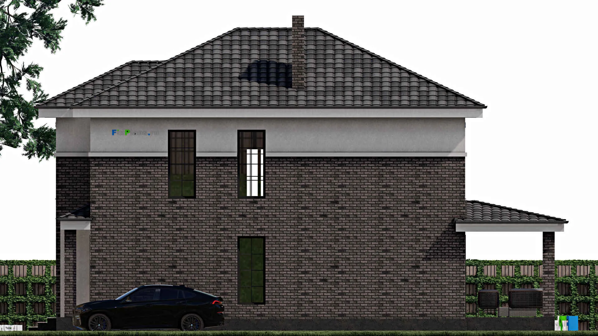 F-1070 - Планы двухэтажного дома 10 на 14, площадью 190 м² с террасой и 3 спальнями