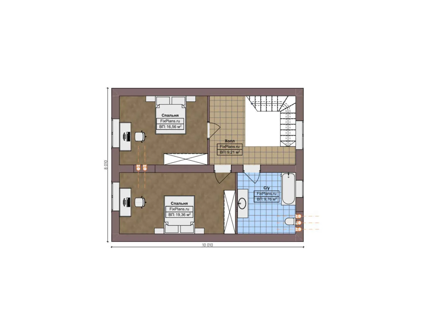 F-4751 - Планы дома с мансардой 10 на 12, площадью 140 м² с террасой и 3 спальнями