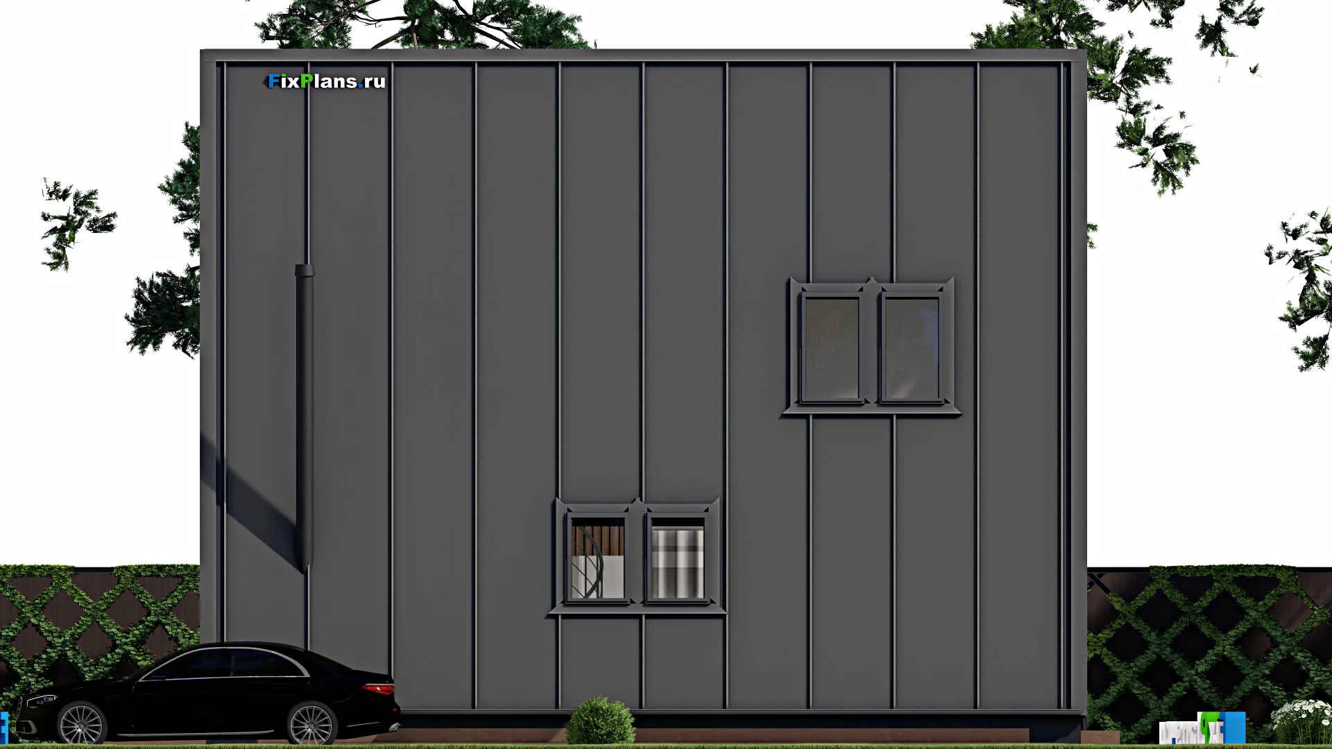 F-9755 - Проект дома с мансардой 13 на 13, площадью 200 м² с террасой, балконом и 3 спальнями