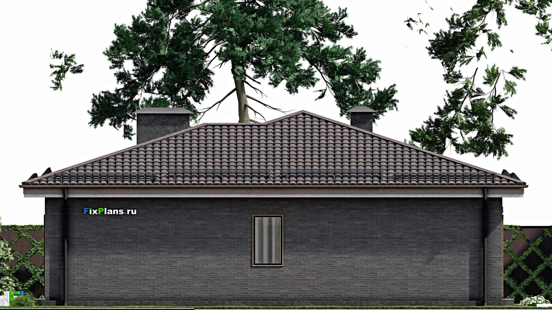 F-6929 - Проект одноэтажного дома 14 на 15, площадью 140 м² с террасой и 3 спальнями