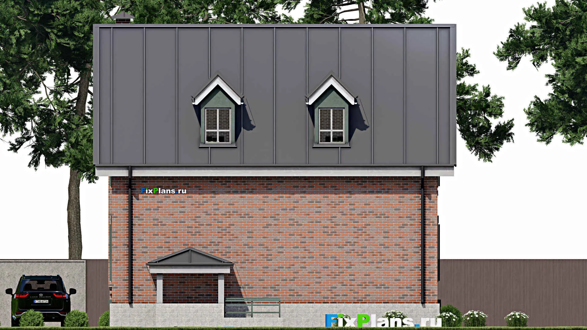 F-9395 - Планы дома с мансардой 11 на 13, площадью 240 м² с цокольным этажом, баней и 5 спальнями