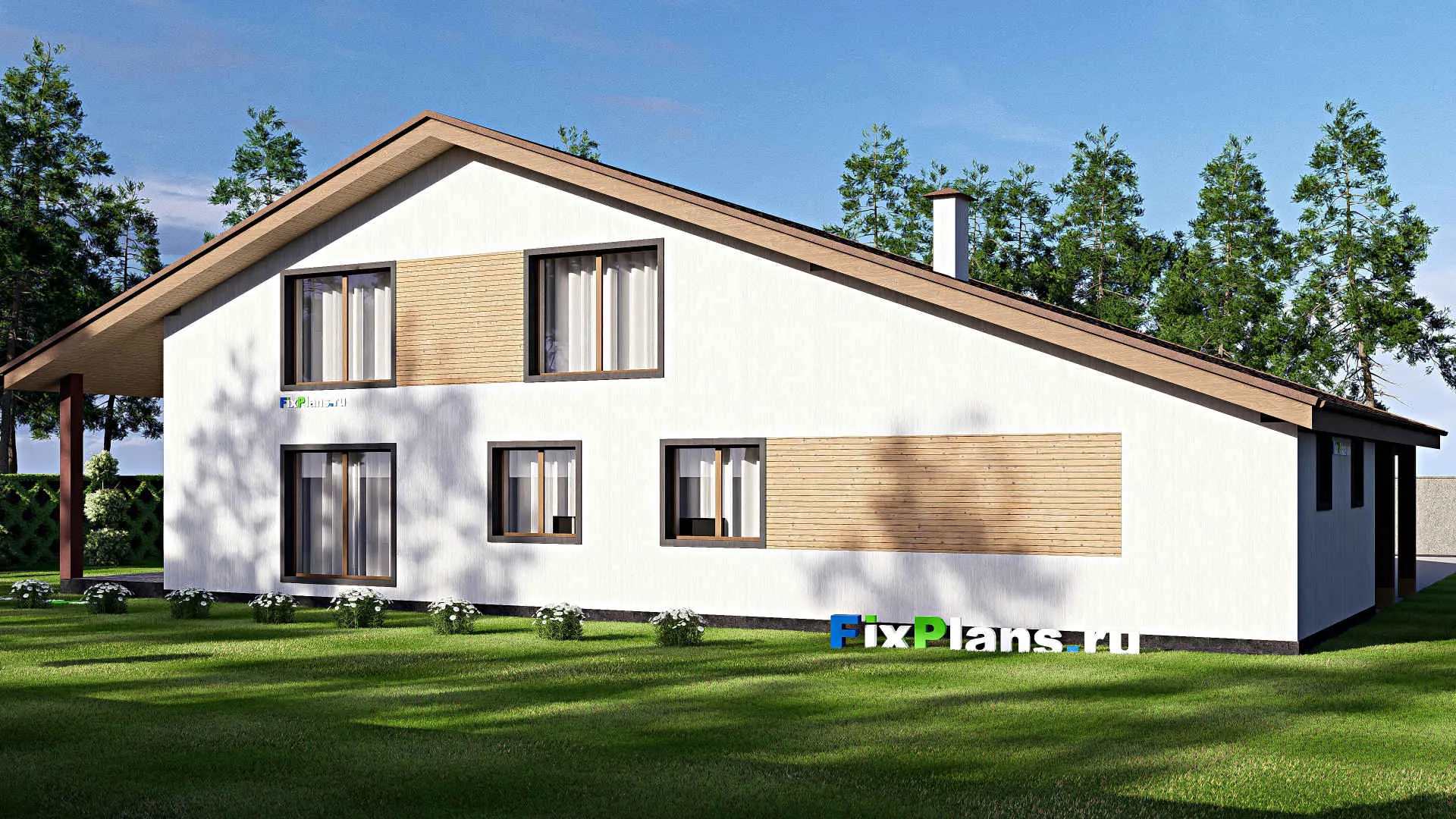 F-17432 - Планы дома с мансардой 15 на 24, площадью 310 м² с террасой и 3 спальнями