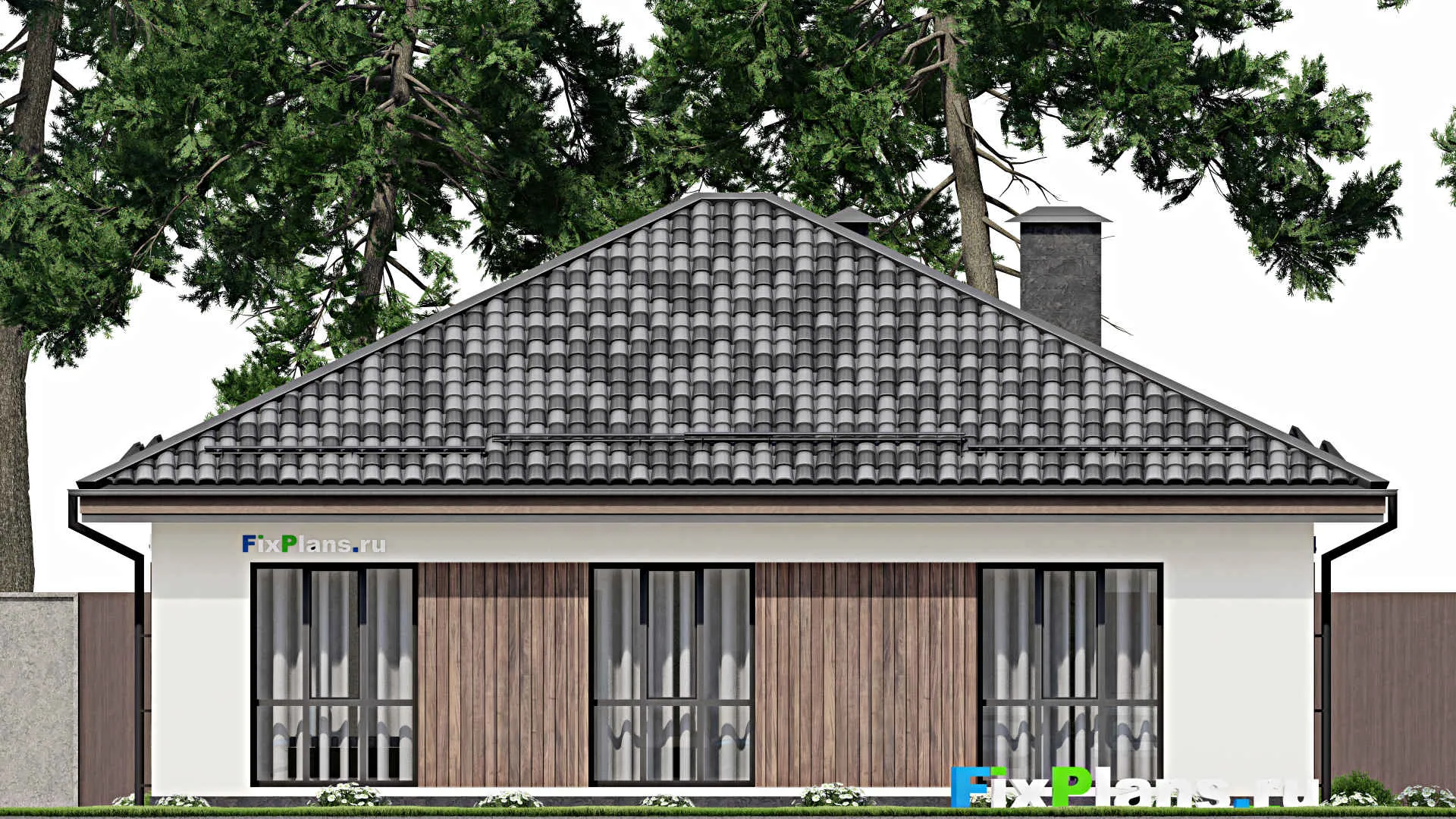 F-6596 - Проект одноэтажного дома 12 на 13, площадью 120 м² с 3 спальнями