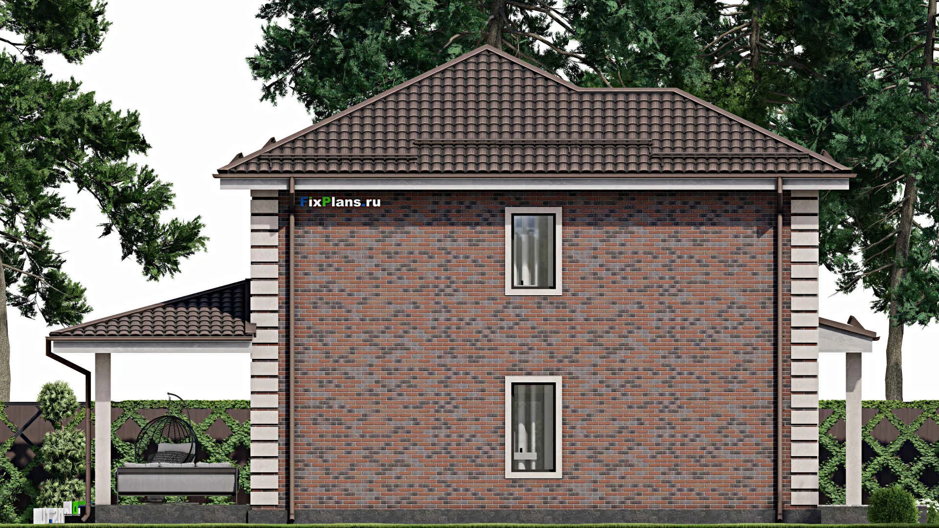 F-2312 - Планы двухэтажного дома 10 на 11, площадью 160 м² с террасой и 4 спальнями