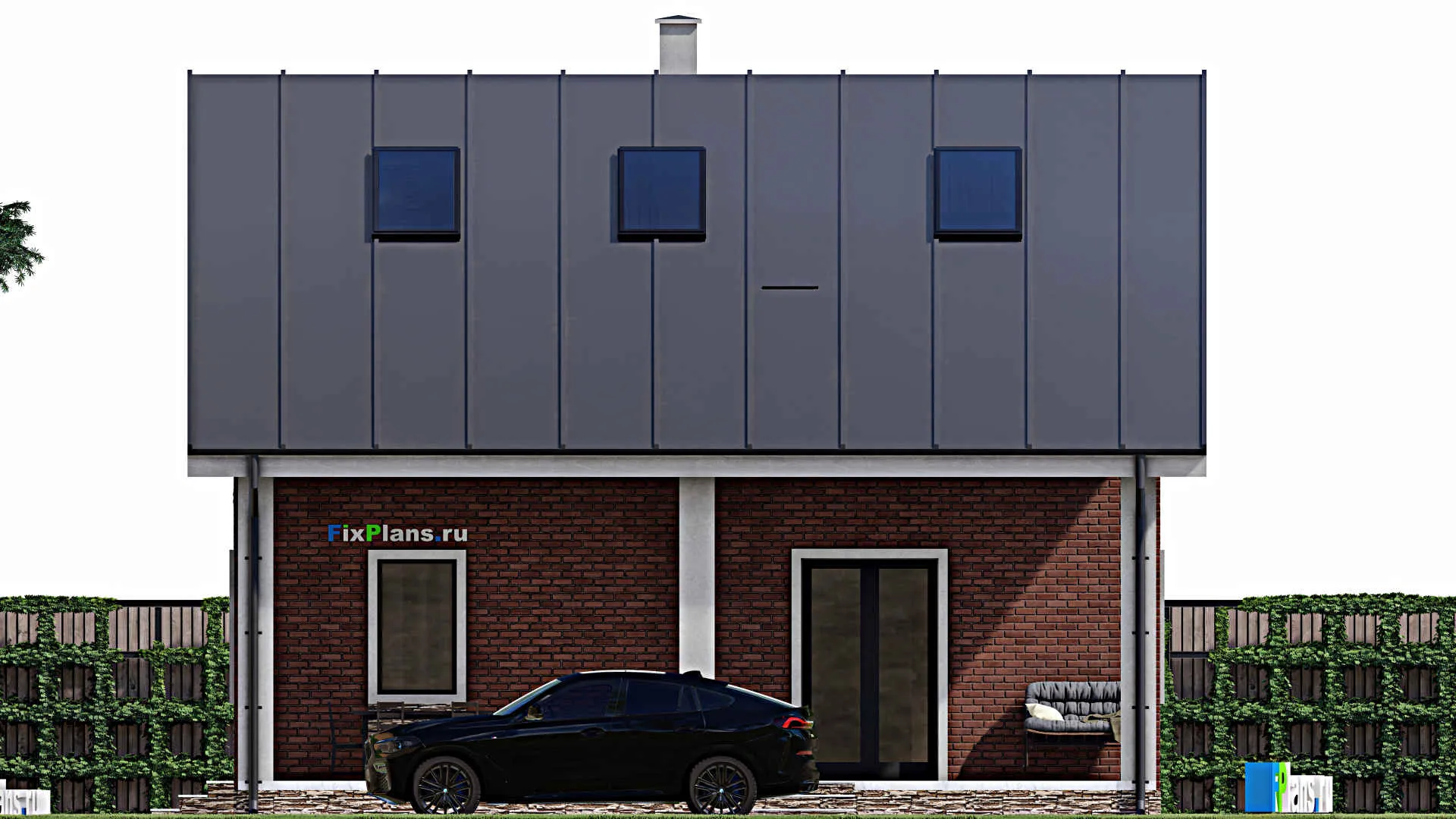 F-1160 - Планы дома с мансардой 9 на 10, площадью 150 м² с террасой, балконом и 3 спальнями