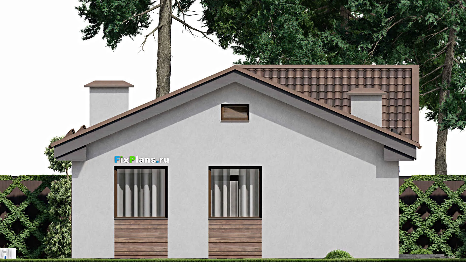 F-10025 - План одноэтажного дома 11 на 11, площадью 80 м² с 2 спальнями