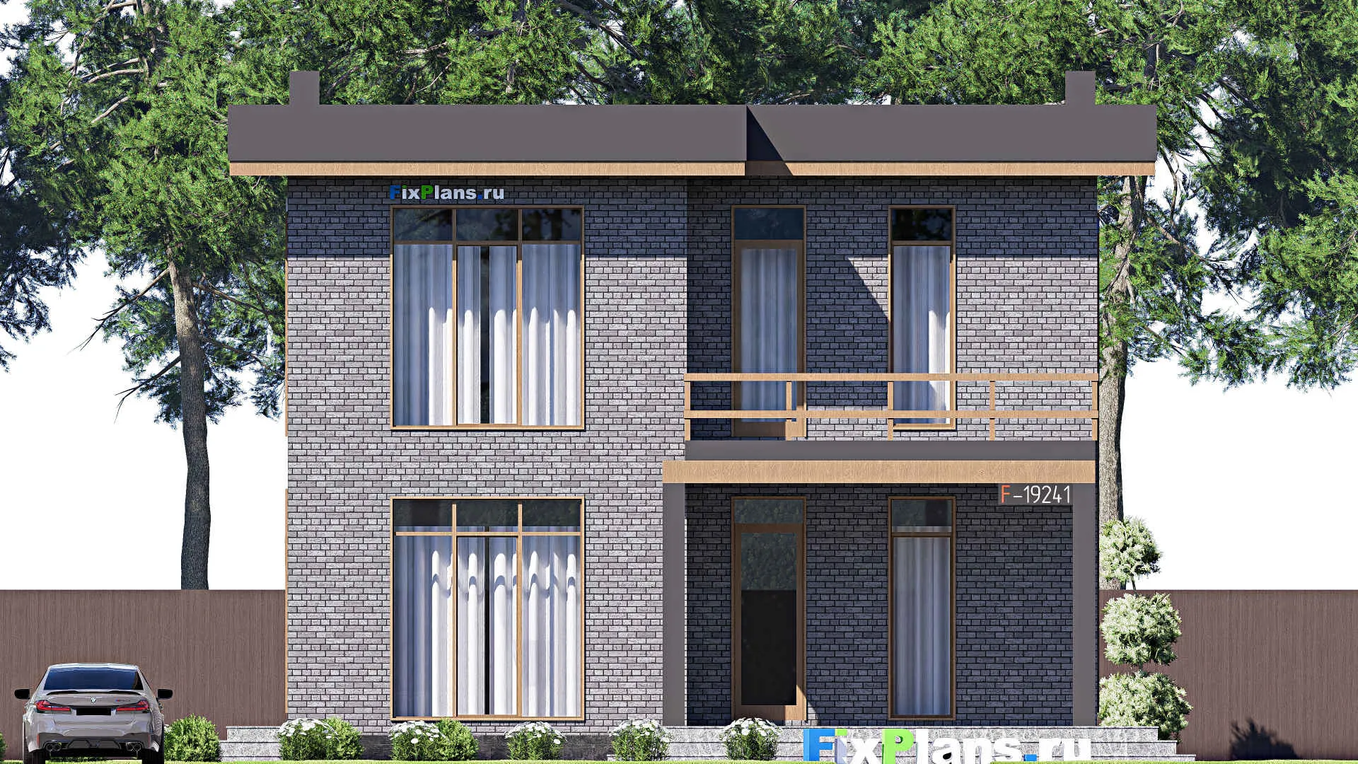 F-19241 - Планы двухэтажного дома 12 на 19, площадью 310 м² с террасой, балконом и 4 спальнями