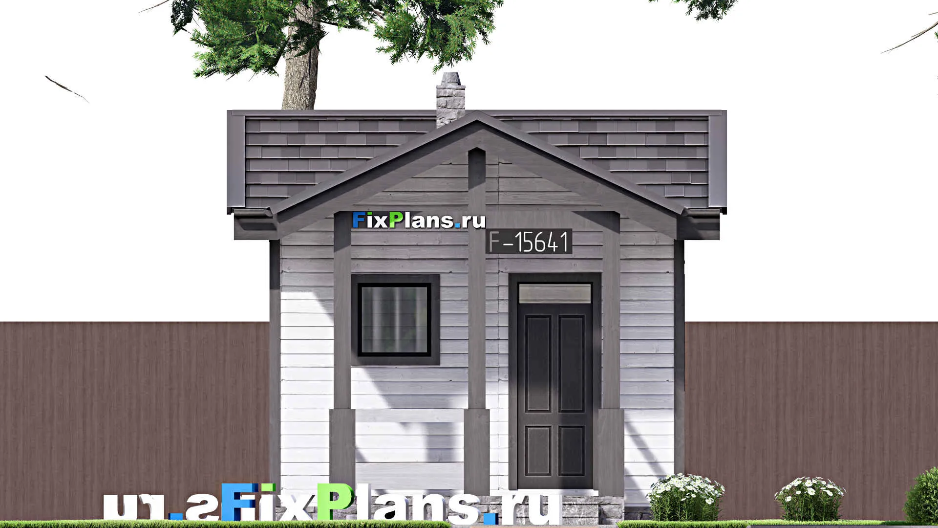 F-15641 - Проект бани 5 на 6, площадью 20 м² с терассой