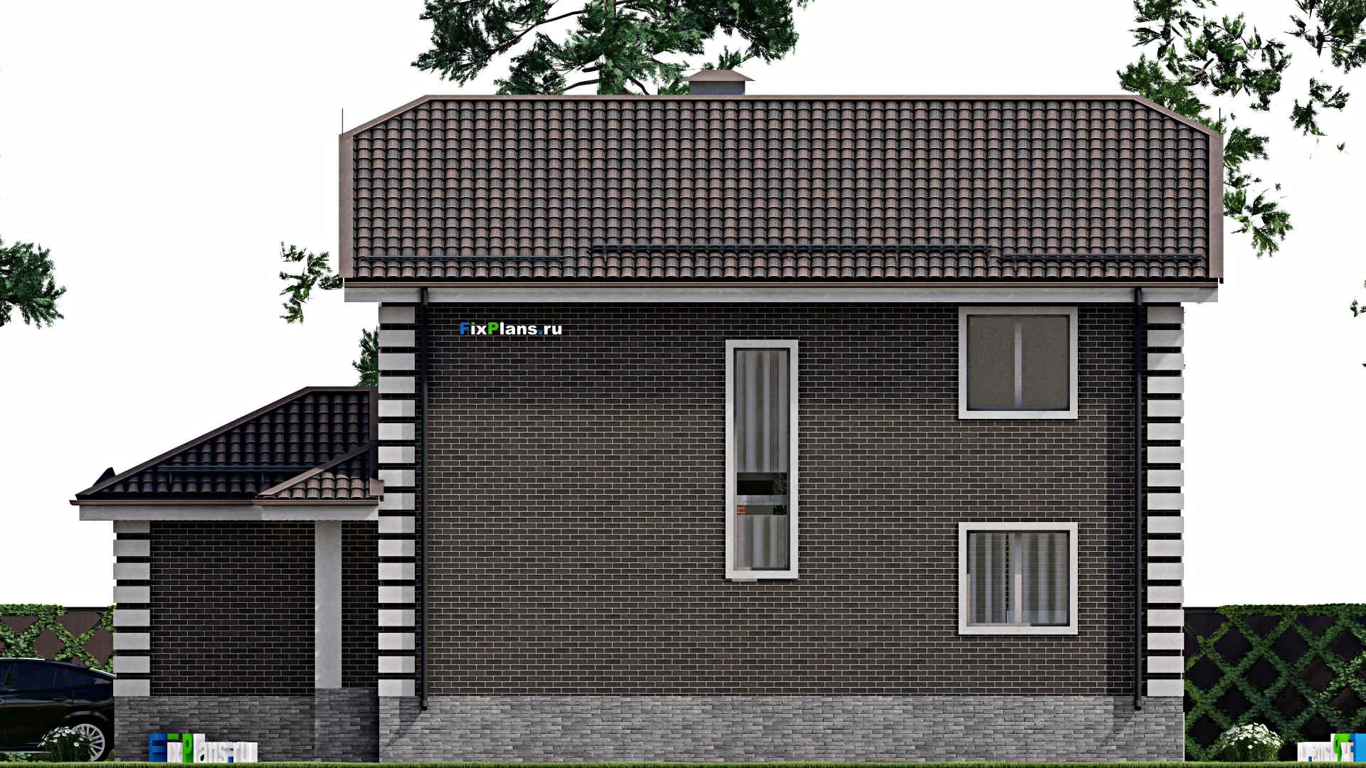 F-5660 - Планы двухэтажного дома 11 на 16, площадью 200 м² с гаражом на 1 машину и 4 спальнями