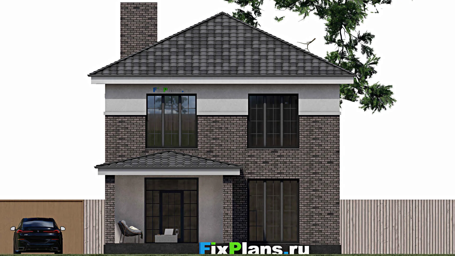 F-1070 - Планы двухэтажного дома 10 на 14, площадью 190 м² с террасой и 3 спальнями