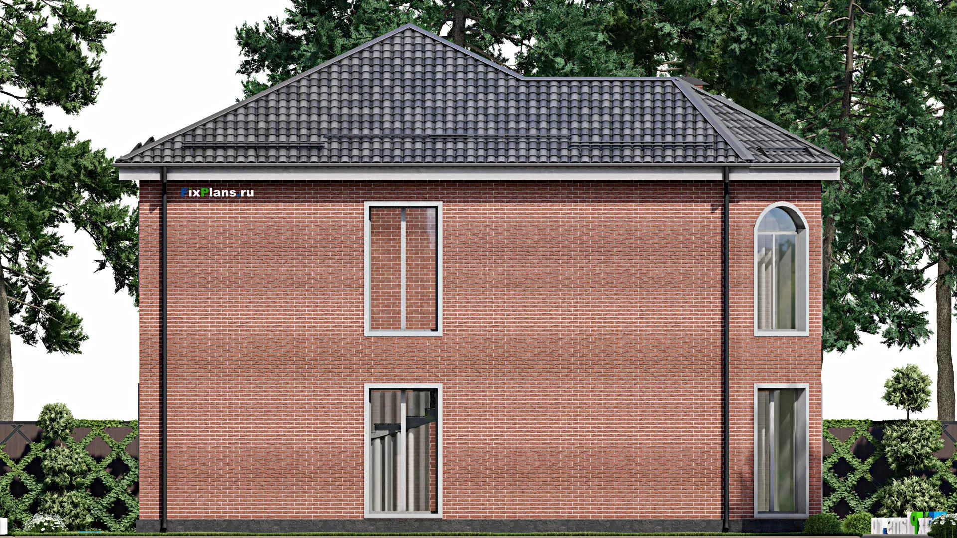 F-6515 - Проект двухэтажного дома 14 на 15, площадью 230 м² с балконом и 6 спальнями