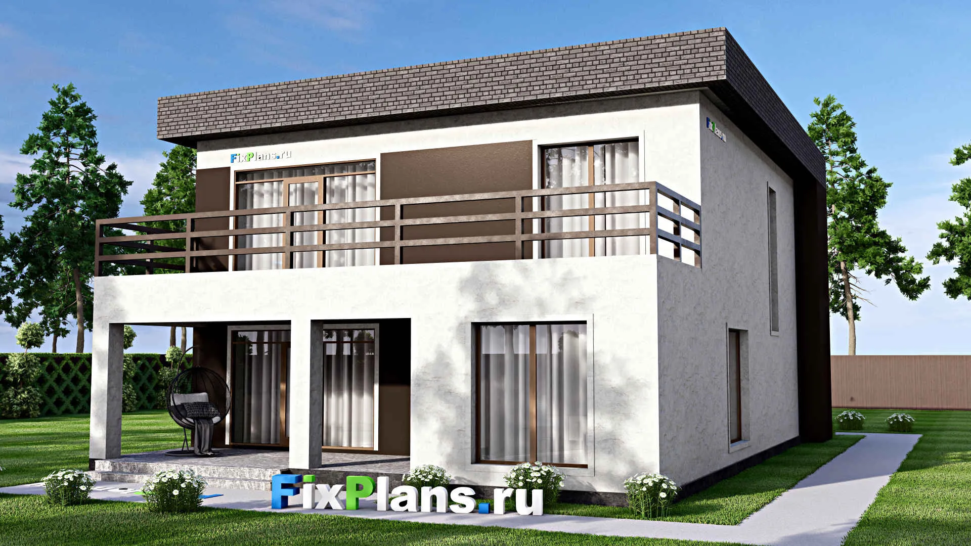 F-15389 - Планы двухэтажного дома 12 на 17, площадью 290 м² с террасой, балконом и 3 спальнями