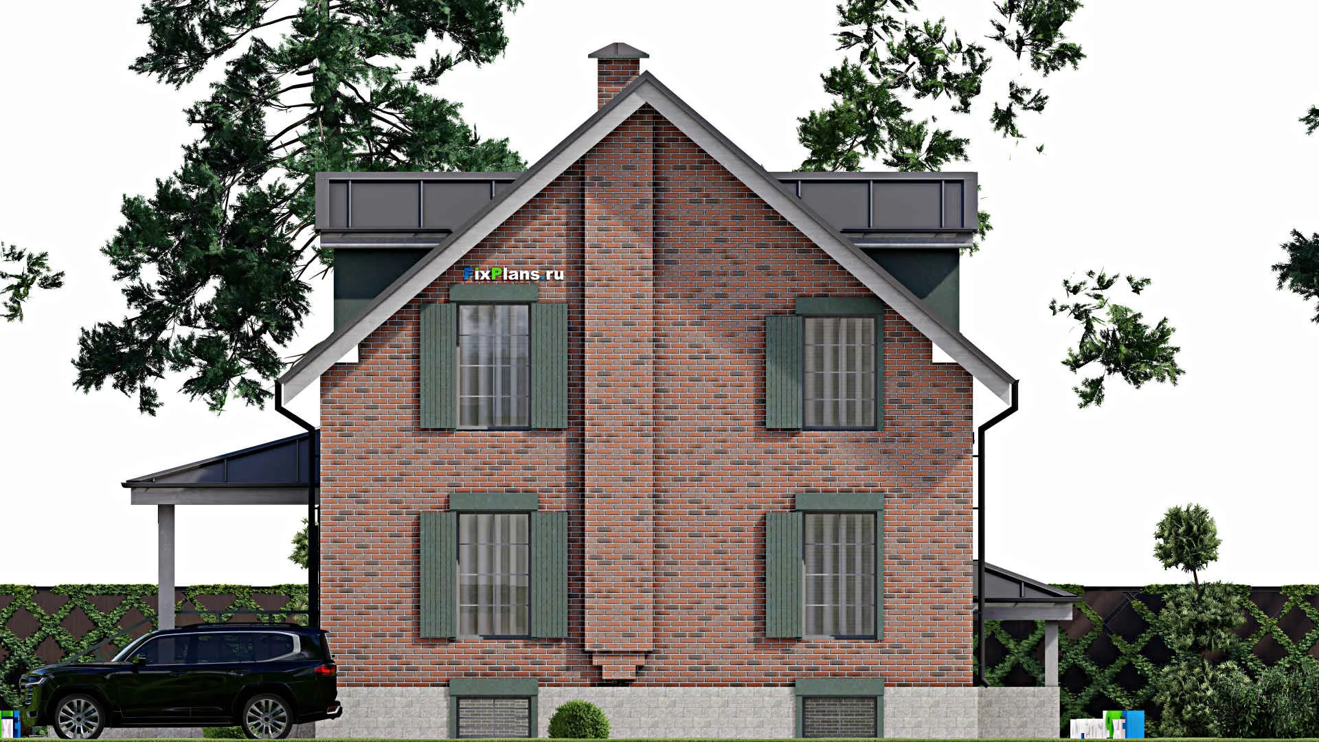 F-9395 - Планы дома с мансардой 11 на 13, площадью 240 м² с цокольным этажом, баней и 5 спальнями