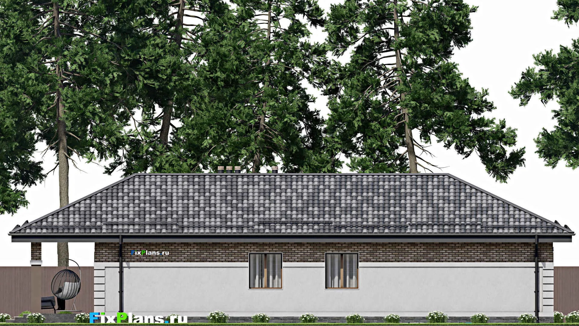 F-8810 - Проект одноэтажного дома 10 на 22, площадью 150 м² с террасой и 4 спальнями