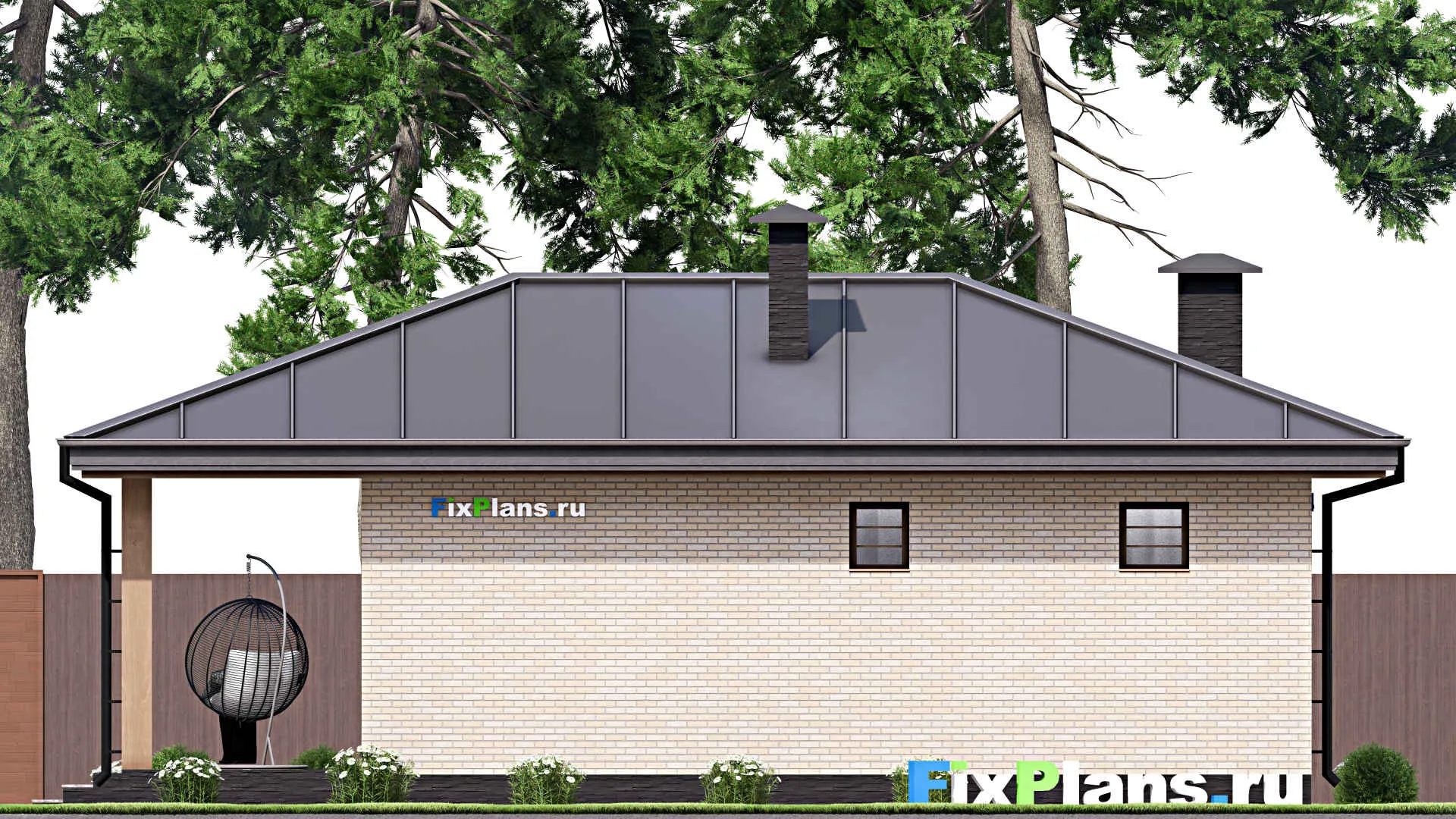 F-14912 - Проект бани 12 на 12, площадью 90 м² с терассой, санузлом и спальней