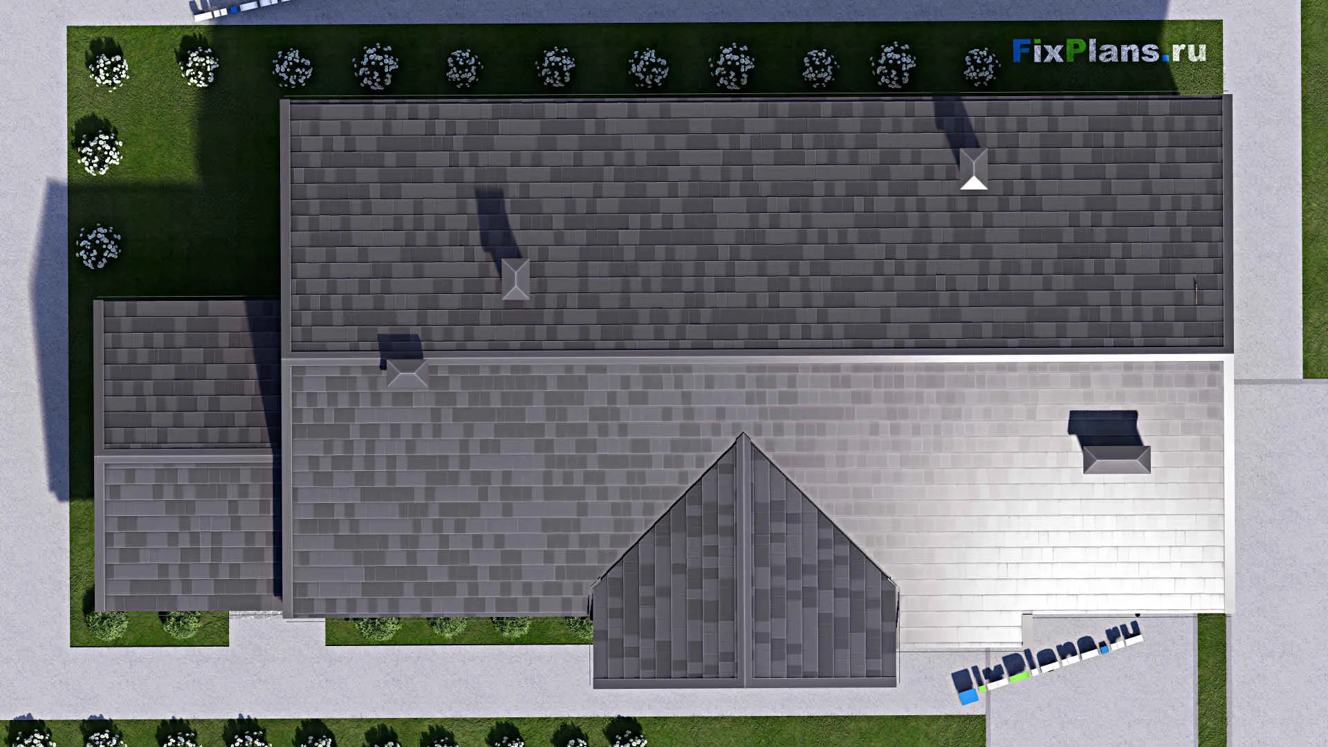 F-12923 - Проект одноэтажного дома 11 на 23, площадью 170 м² с террасой и 3 спальнями