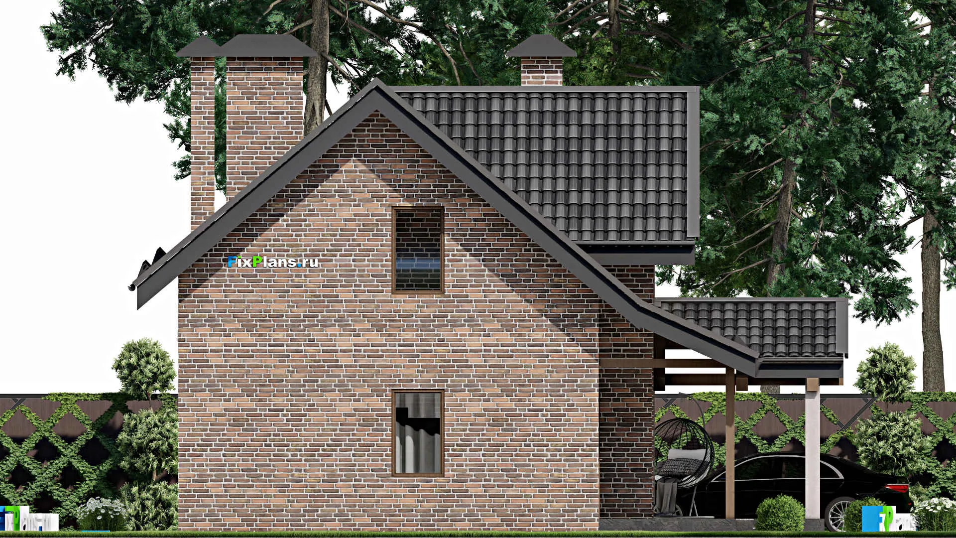 F-8297 - Проект бани 11 на 11, площадью 130 м² с комнатой отдыха, терассой, мансардой и санузлом