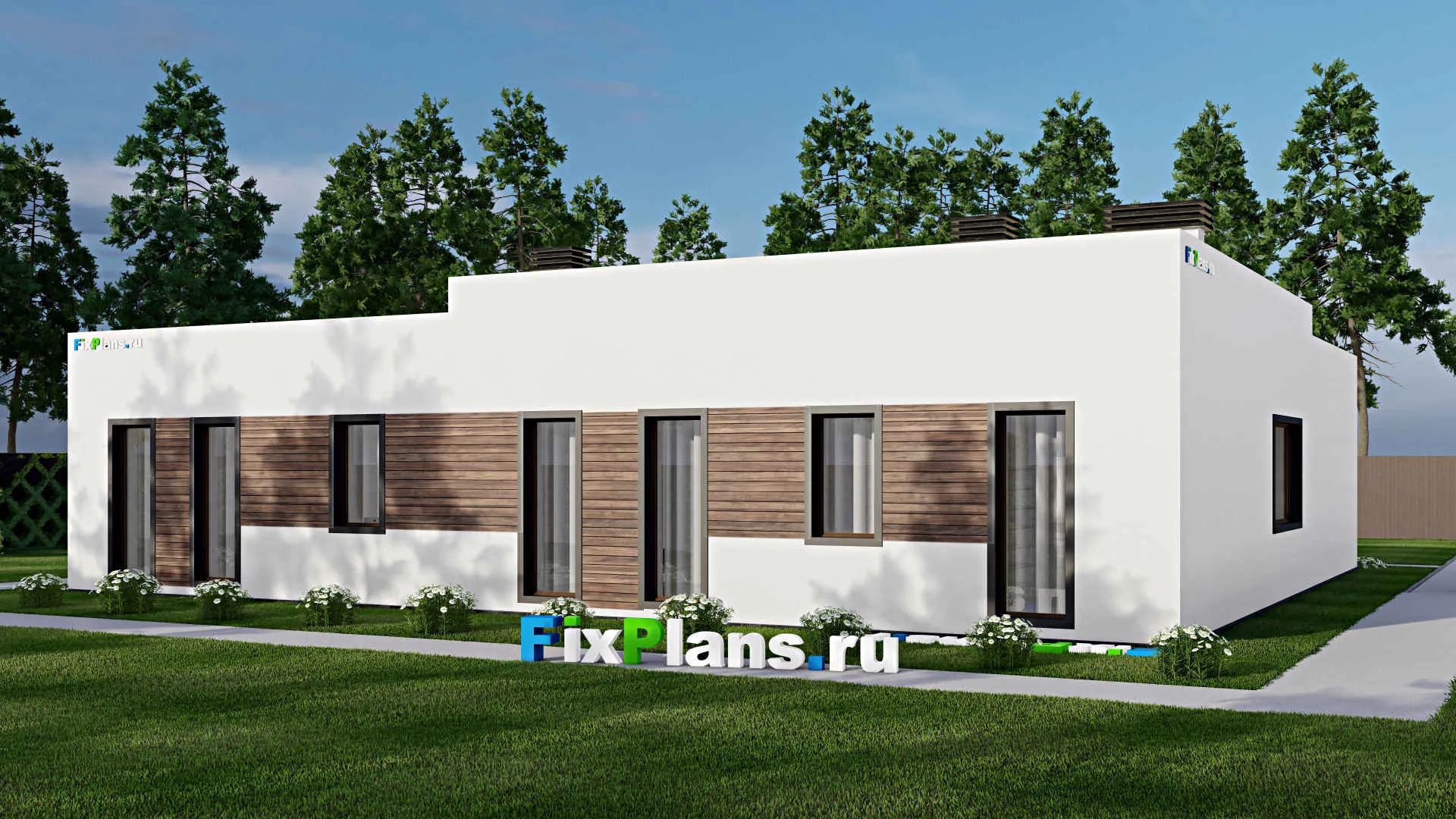 F-10250 - Проект одноэтажного дома 17 на 19, площадью 170 м² с террасой и 3 спальнями