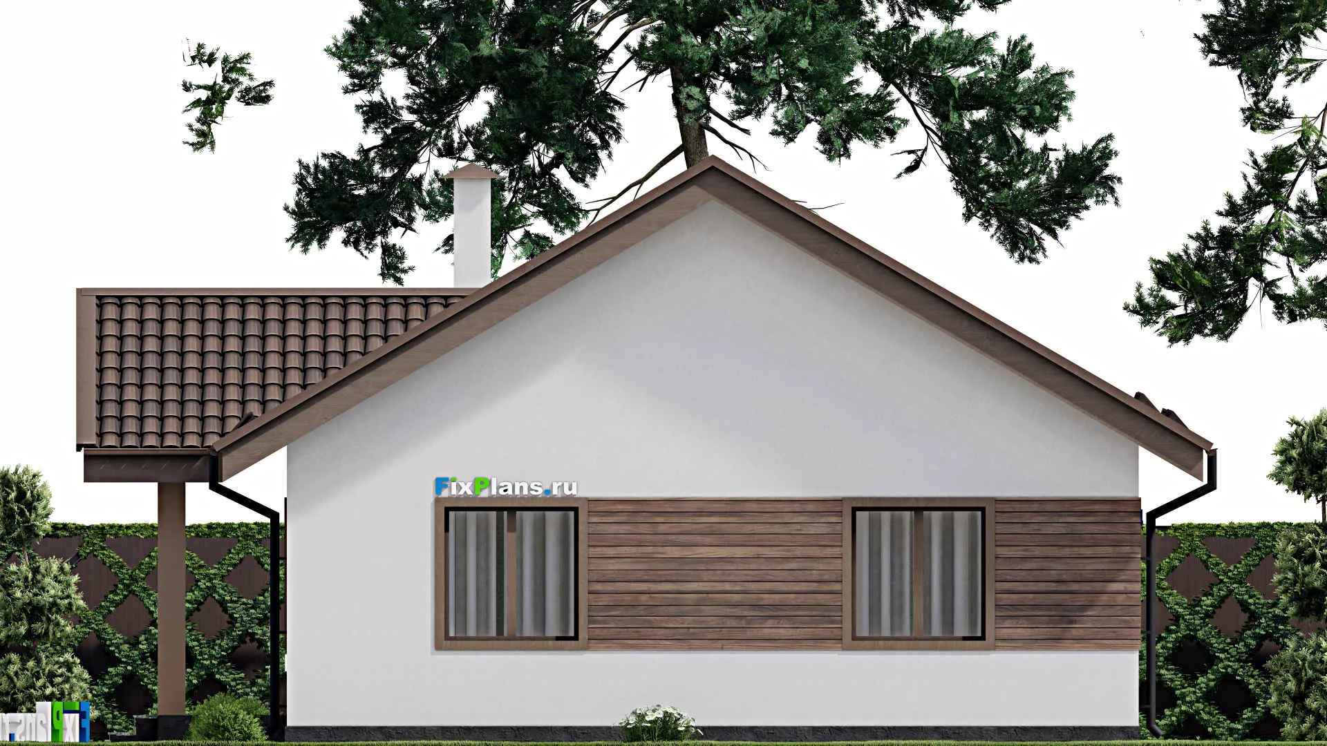 F-8999 - План одноэтажного дома 11 на 12, площадью 90 м² с 3 спальнями