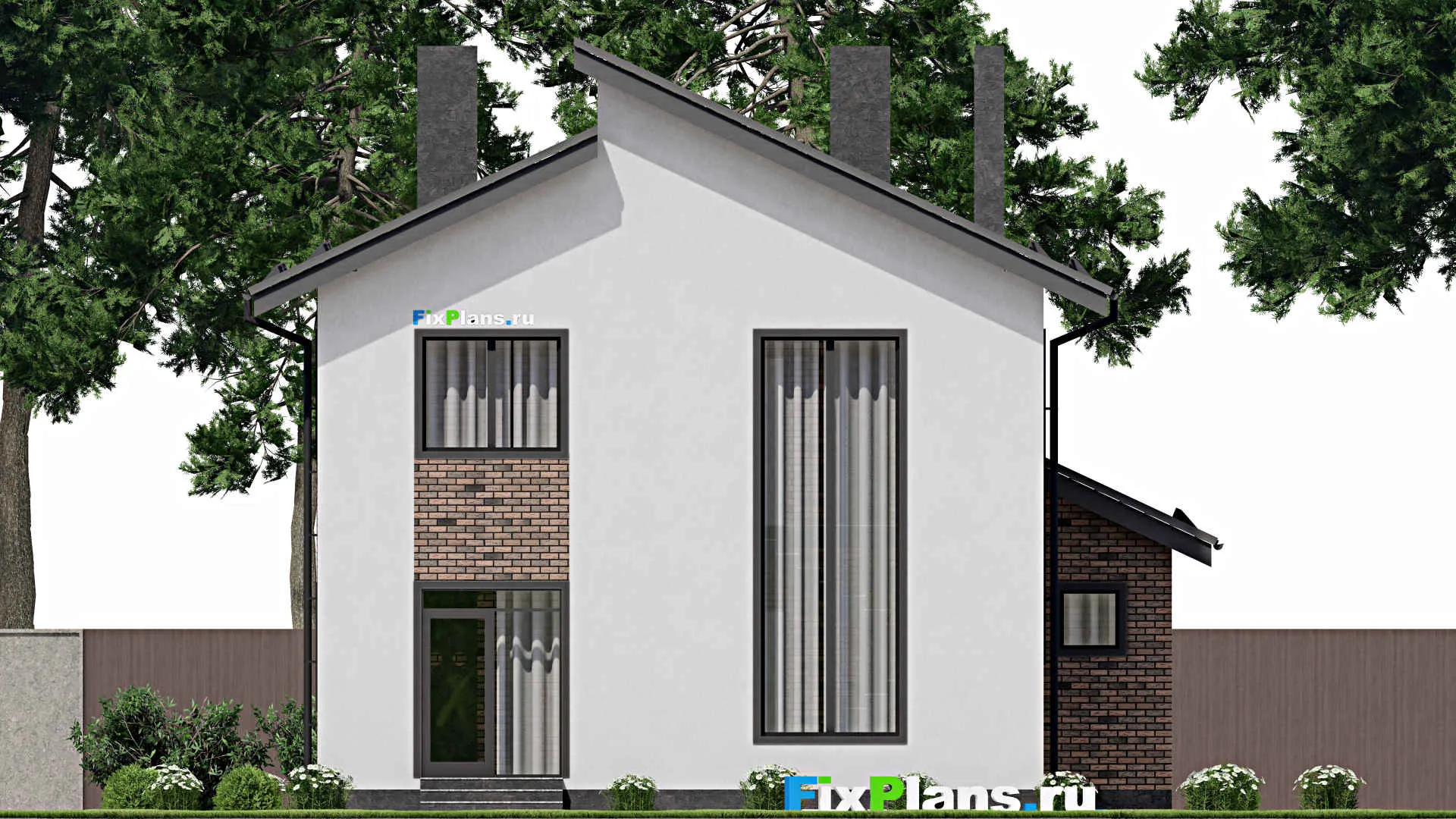 F-2339 - Планы двухэтажного дома 11 на 12, площадью 150 м² с баней и 4 спальнями