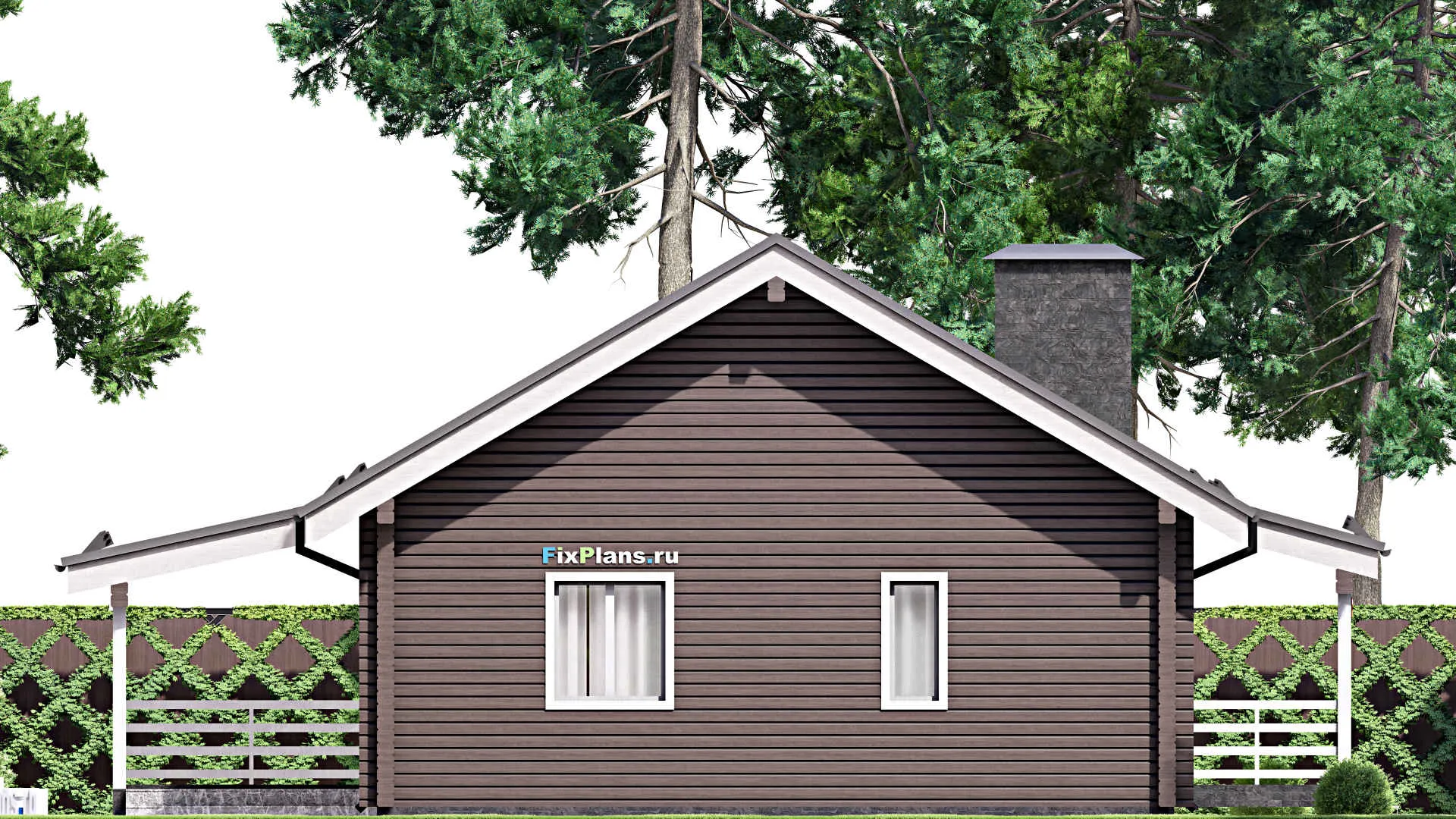 F-12617 - Проект одноэтажного дома 13 на 14, площадью 120 м² с террасой и 2 спальнями