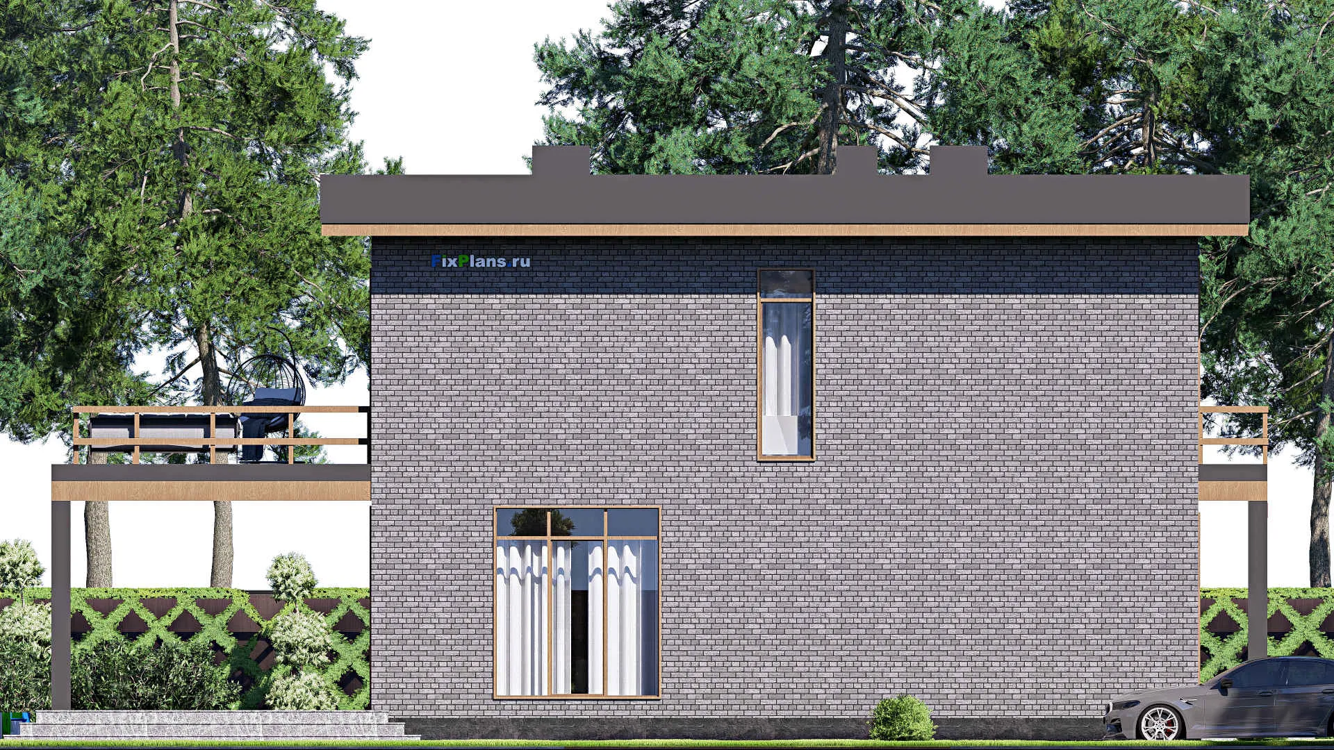 F-19241 - Планы двухэтажного дома 12 на 19, площадью 310 м² с террасой, балконом и 4 спальнями