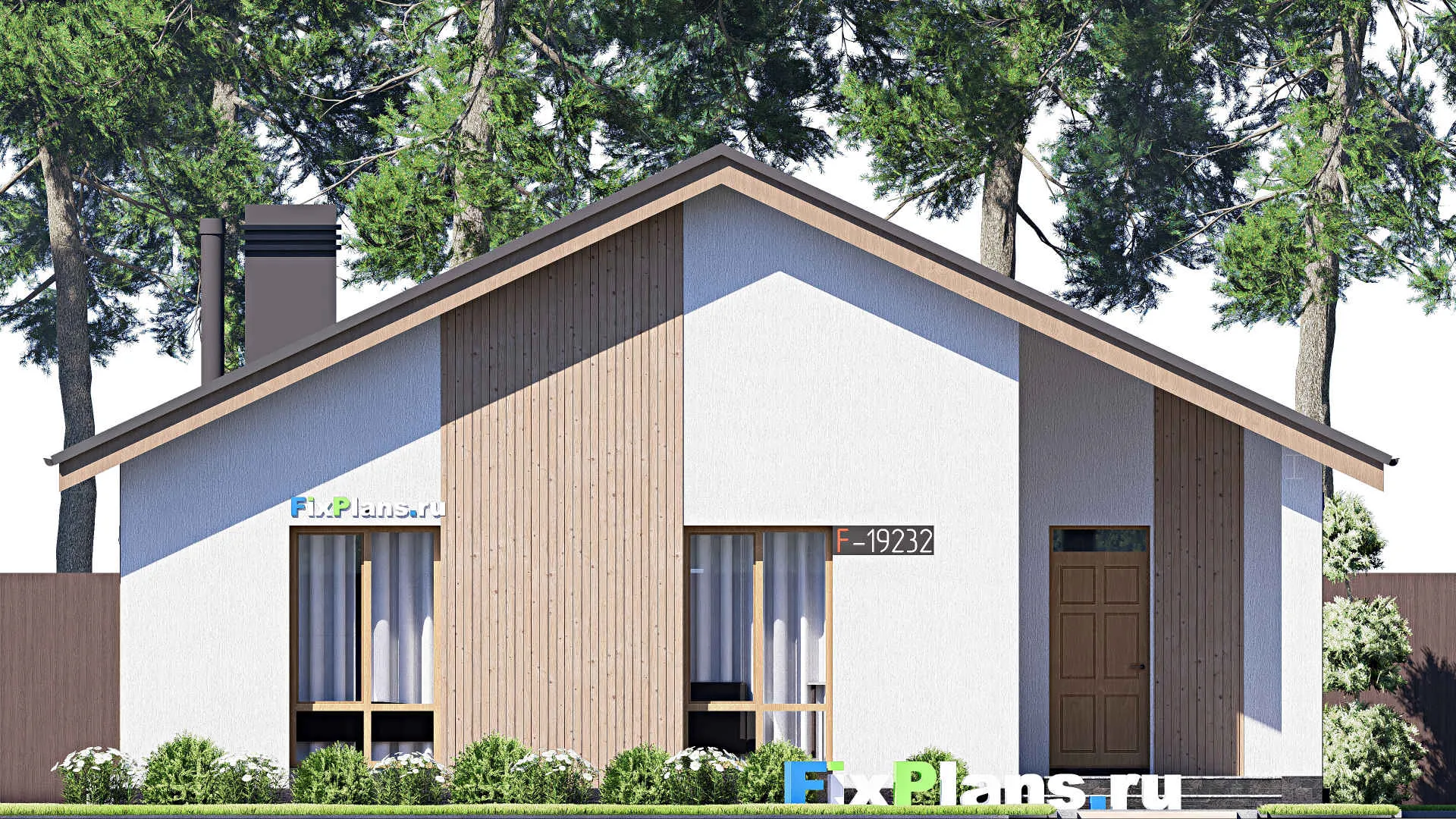 F-19232 - Проект одноэтажного дома 12 на 21, площадью 200 м² с террасой и 4 спальнями