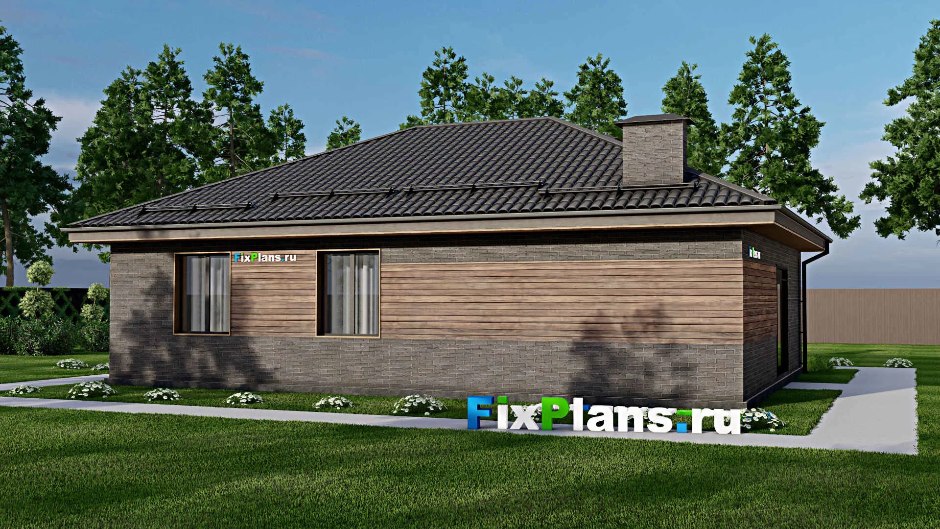 F-3581 - План одноэтажного дома 11 на 14, площадью 120 м² с 3 спальнями